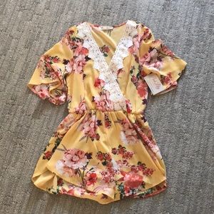 Yellow floral romper